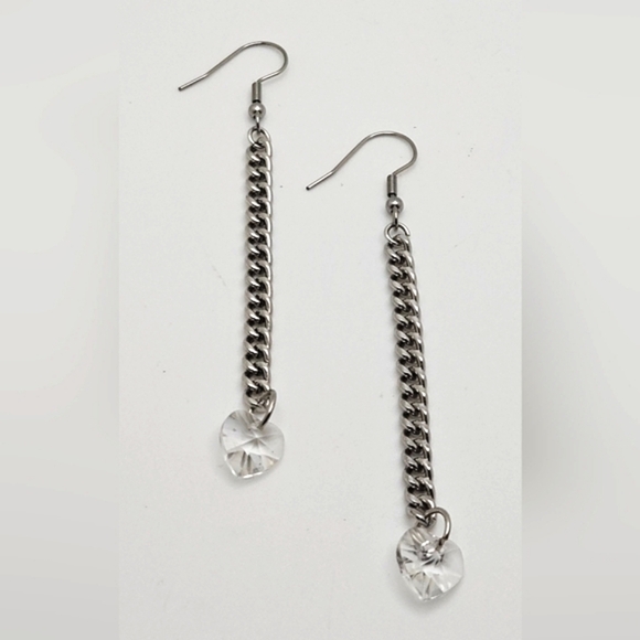 🟢3/$19🟢 Heart Chain Dangle Earrings Valentines Love Jewelry Minimalist - Picture 3 of 5